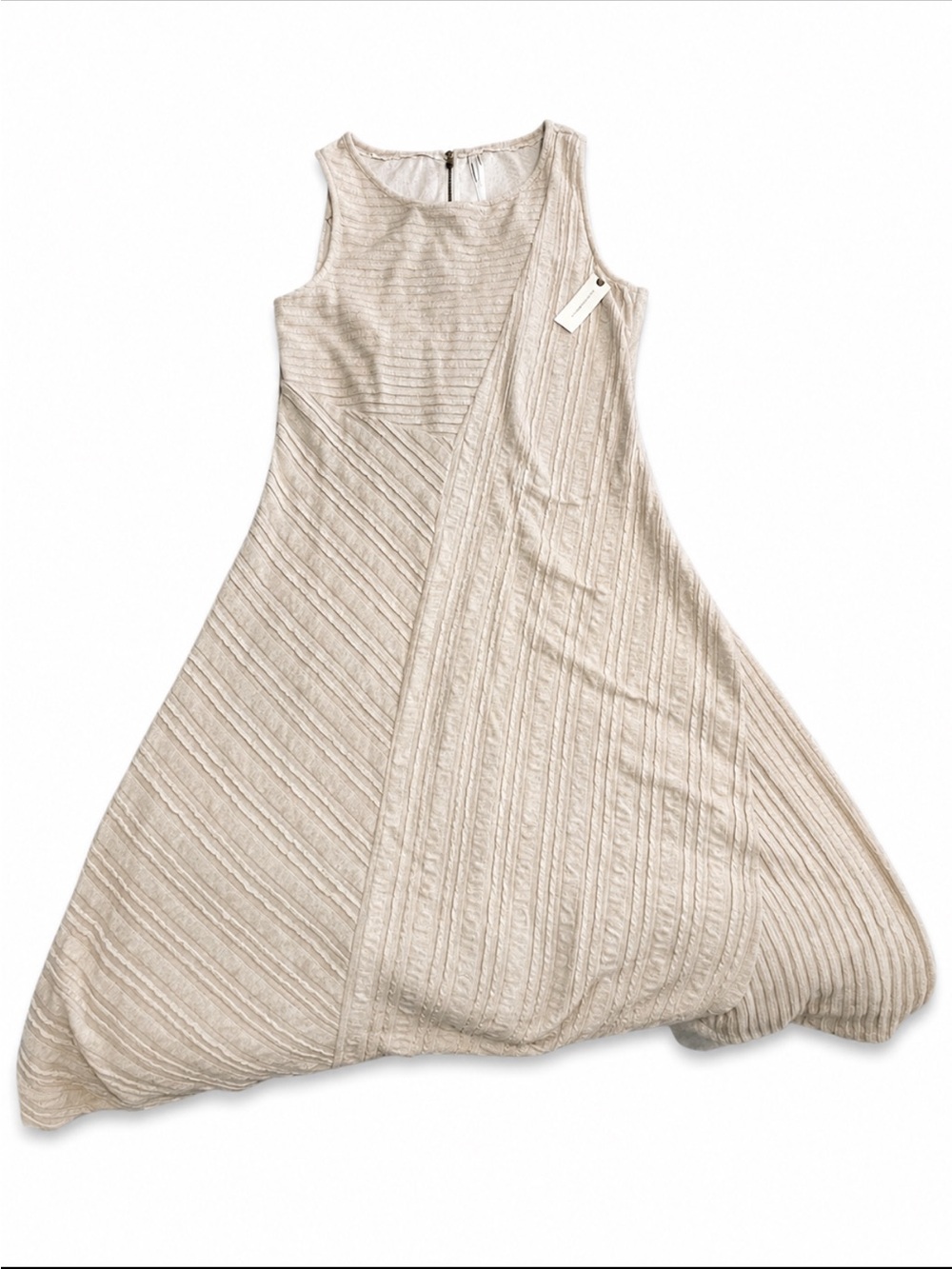 NWT Anthropologie Textured Patchwork A-Line Midi Dress Ivory Cream Size L